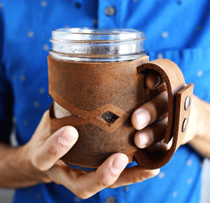 Leather Mason Jar Sleeve | 10 DIY Holiday Gifts