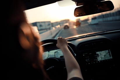 driving car at dusk