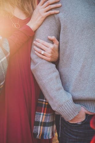 couple with engagement ring