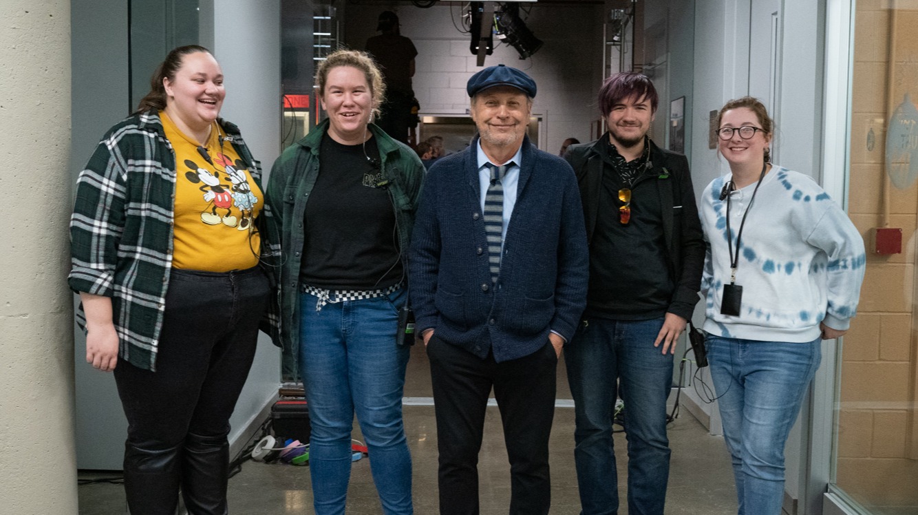 Students pose with Billy Crystal | Film Students Get Hands-On Experience Working on Movie Set in New York