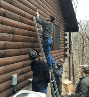 Hocking College Wildlife Club Students Craft and Hang Bat Boxes for Local Business